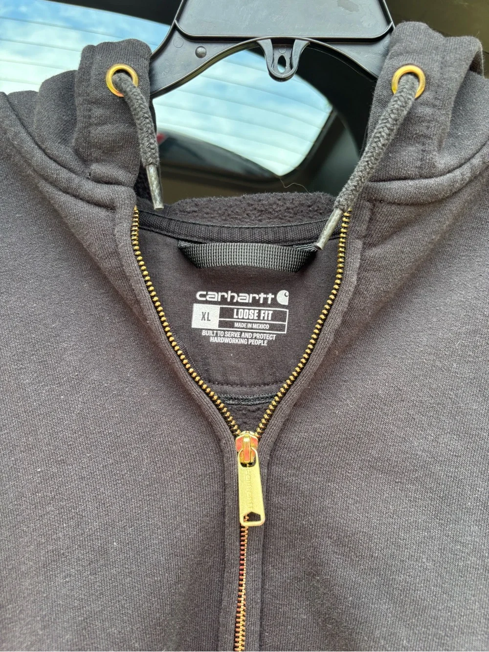 Carhartt Hoodie Sweatshirt Mens XL Black Full Zip Loose Fit Heavyweight Worker